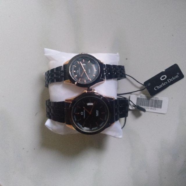  jam  tangan  couple  charles delon rantai ORI TGL AKTIF ANTI  