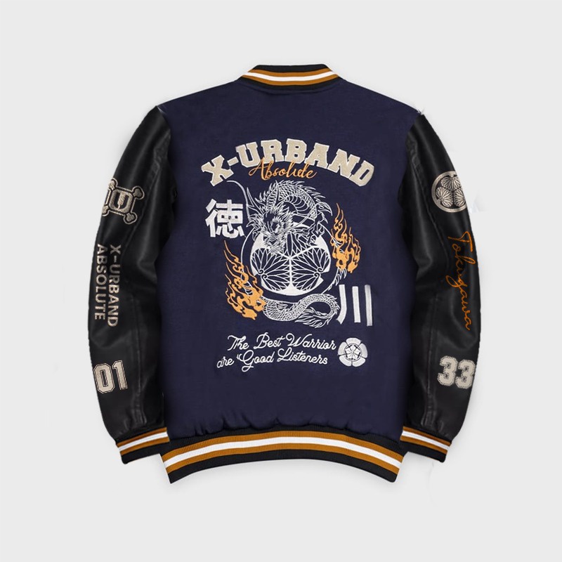 Jaket Varsity Baseball Vintage Pria Wanita Streetwear Bordir Chenille A228