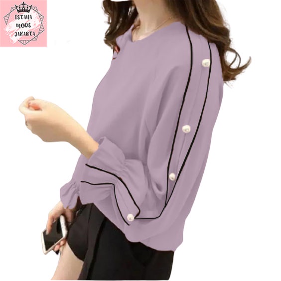 ISTANA MODE JAKARTA Raisa baju atasan wanita terbaru blouse korean style blouse wanita lengan panjang-4