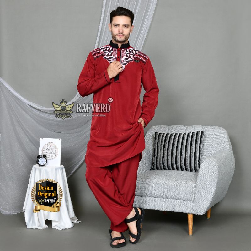 Setelan Baju Muslim Al- Ghazza ORIGINAL RAFVERO - setelan Baju Qurta