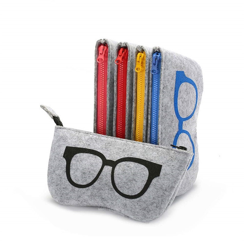 {LUCKID}Felt Glasses Case Bag Sunglasses Case Box Portable Soft Zipper Glasses Protector