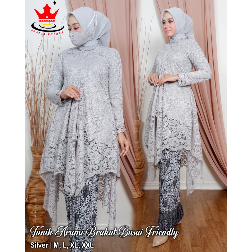 Kebaya tunik ARUMI set kebaya brukat mutiara/kebaya busui/setelan kebaya wisuda/kebaya kartini/murah