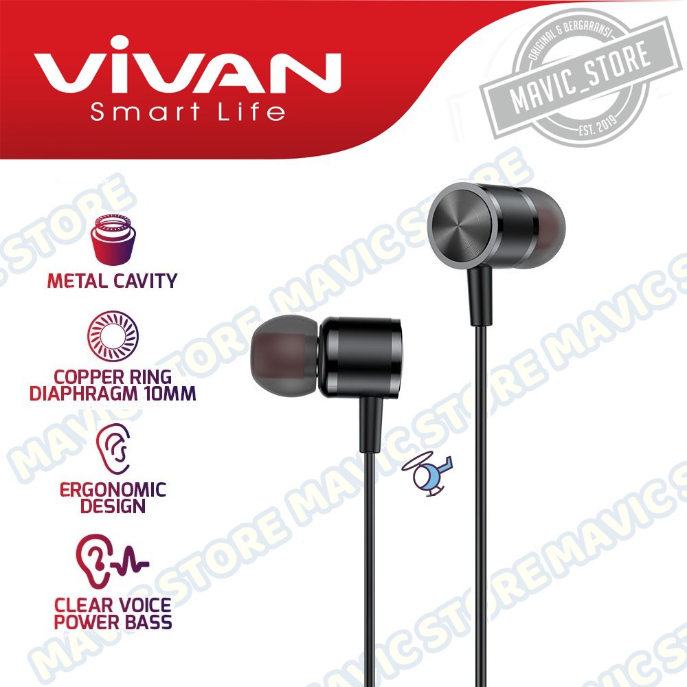 Headset VIVAN Q11S Earphone In Ear Metal Wired Bass Stereo Ergonomic Design - Garansi Resmi 1 Tahun