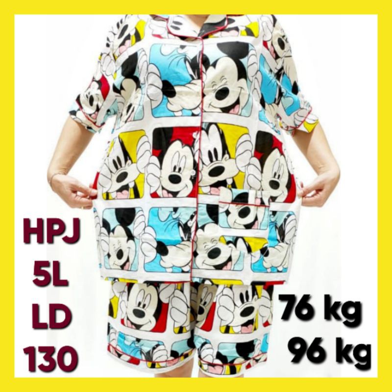 PIYAMA JUMBO CELANA PANJANG BAJU LENGAN PENDEK LD 150 140 130 120 SET PAKAIAN TIDUR WANITA DEWASA