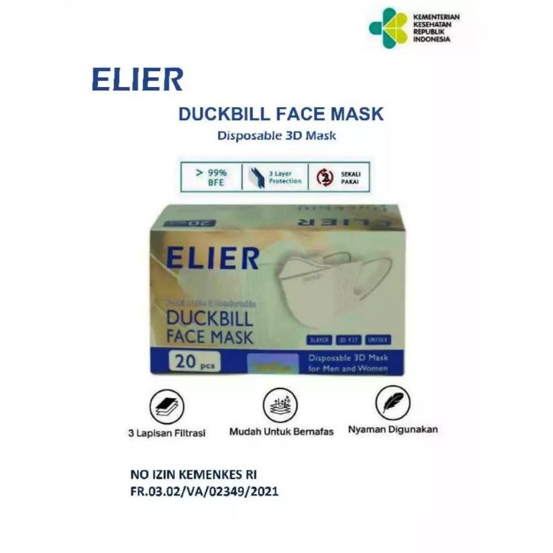 Masker Elier Duckbill isi per.box 20pc