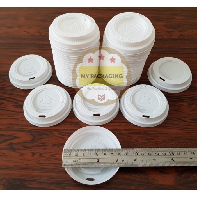 Tutup Paper Cup 8oz - Putih/Hitam 8 oz isi 50pcs/pack