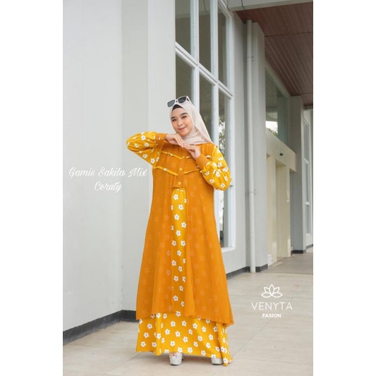 GAMIS MIX OUTER ORI BY VENYTA | DRESS OUTER | OUTER CERUTY | DRESS BUNGA SHAKILA