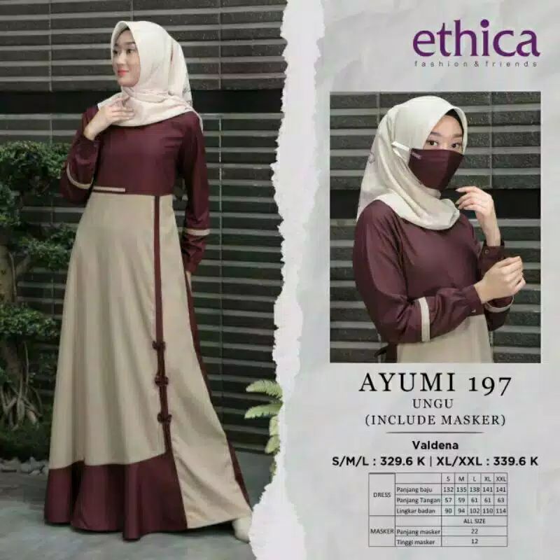 gamis ethica ayumi 197 ungu size XL DISKON 20% FREE MASKER.
