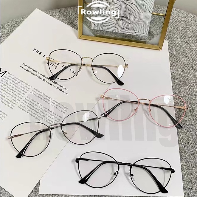 Rowling(ka-275)Kacamata Lensa&amp;Frame/New Fashion Blue Light Blocking Reder/Kacamata Bulat Wanita Import Kacamata Fashion