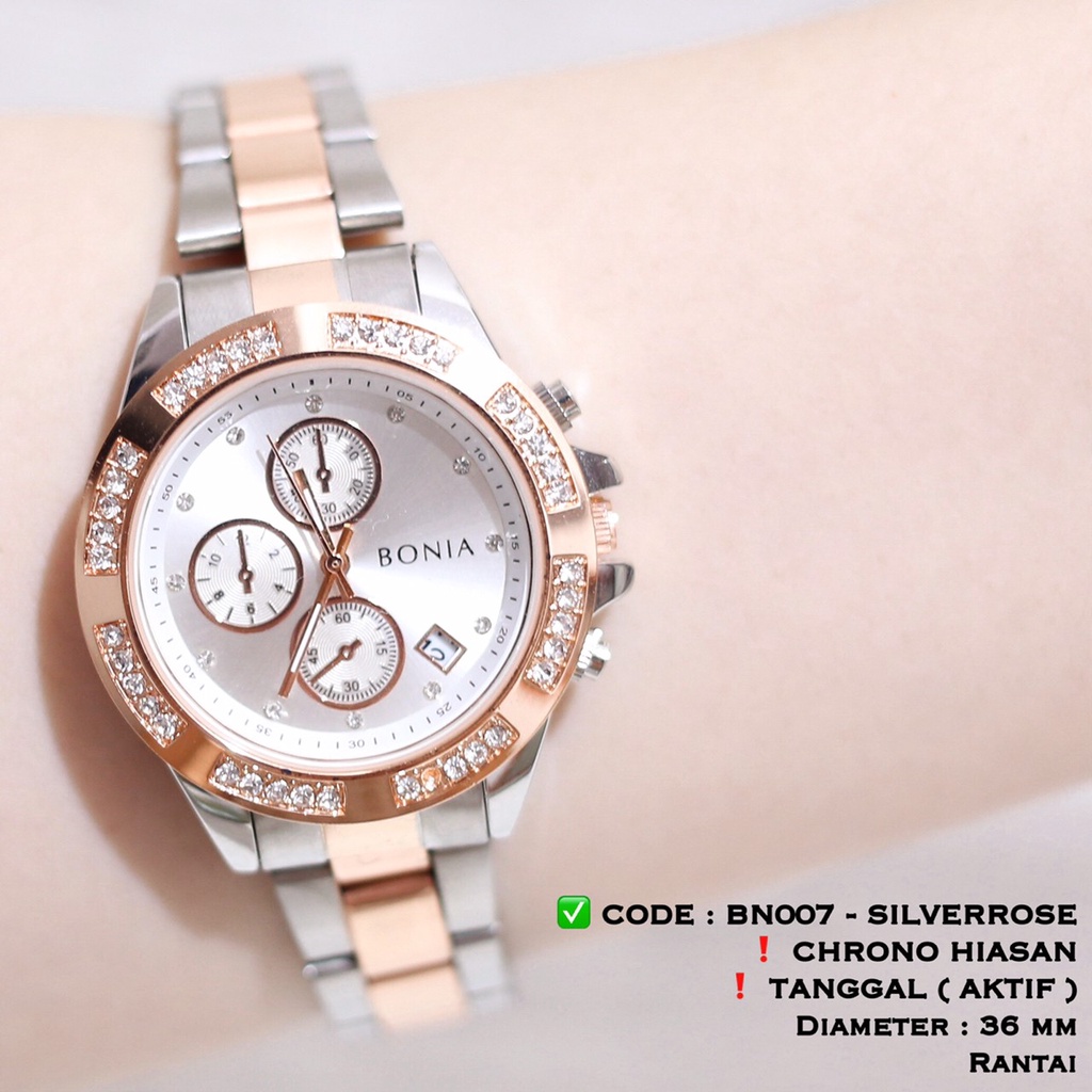 Jam tangan pesta wanita guess premium watch stainless tanggal aktif free baterai cadangan GP001