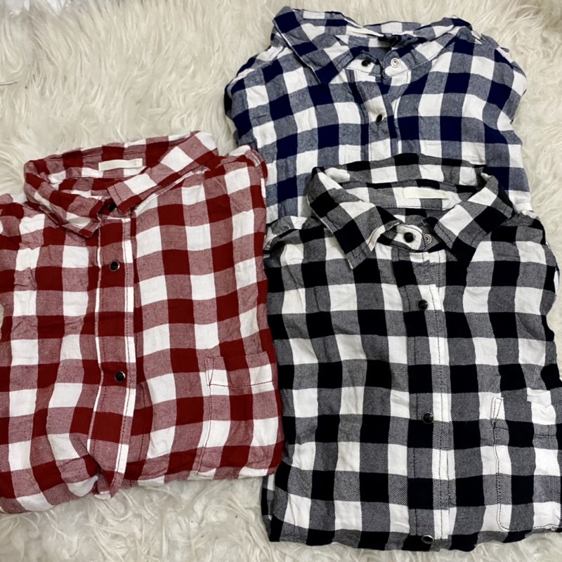 Kemeja Wanita Casual Legan Panjang Kotak Kotak GU  Crop-6