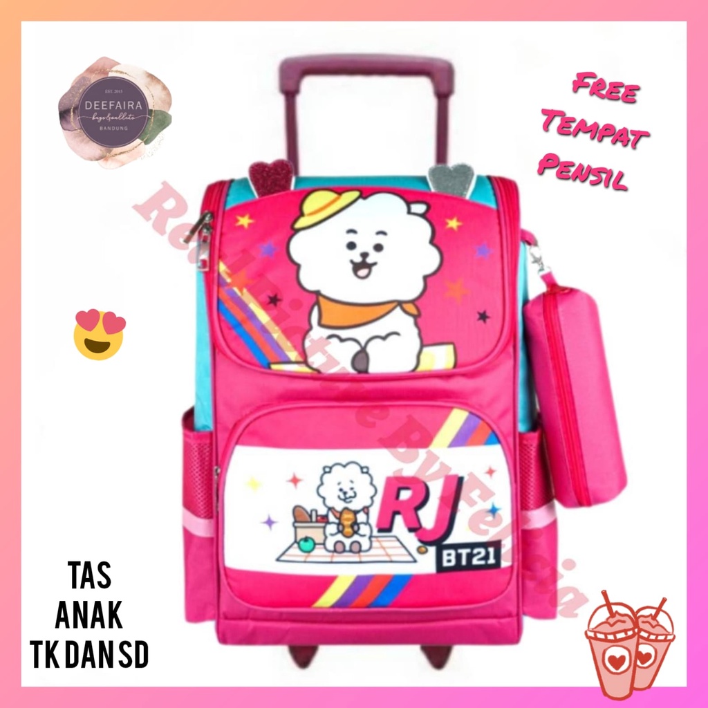 Tas Ransel Troli Anak Perempuan Model ERje Free Tempat Pensil Untuk Sekolah Tk Dan Sd