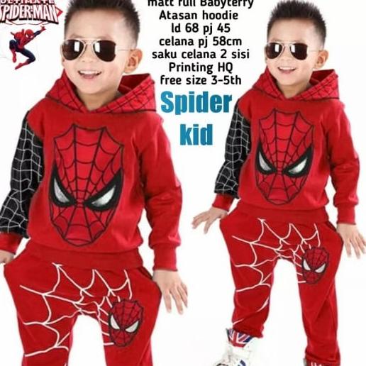 setelan anak spider topi allsize grosir