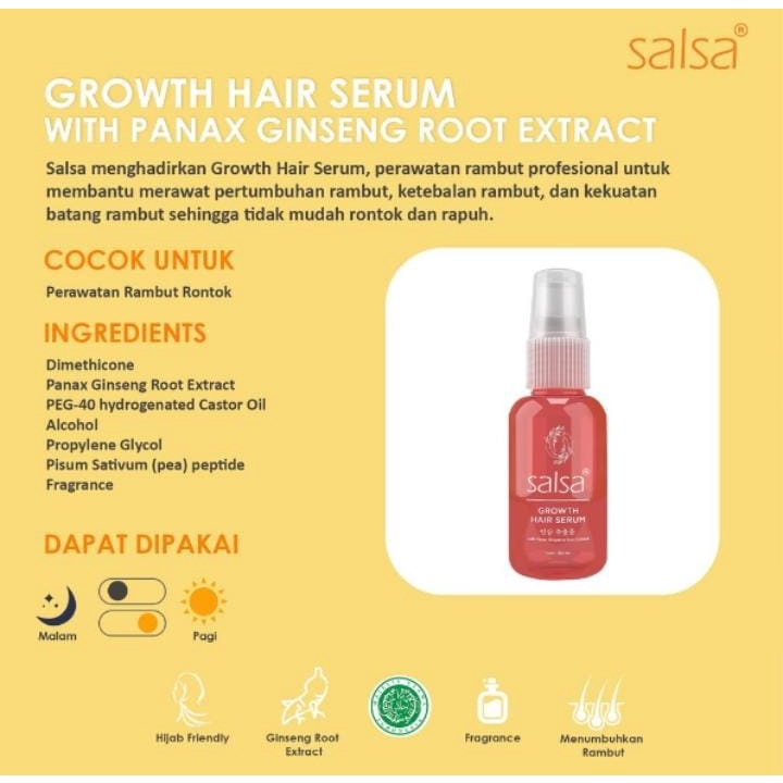 ❤ PAMELA ❤ SALSA Hair Serum - Perawatan Rambut Keratin &amp; Growth Treatment - Serum Rambut - Vitamin Rambut - 80ml