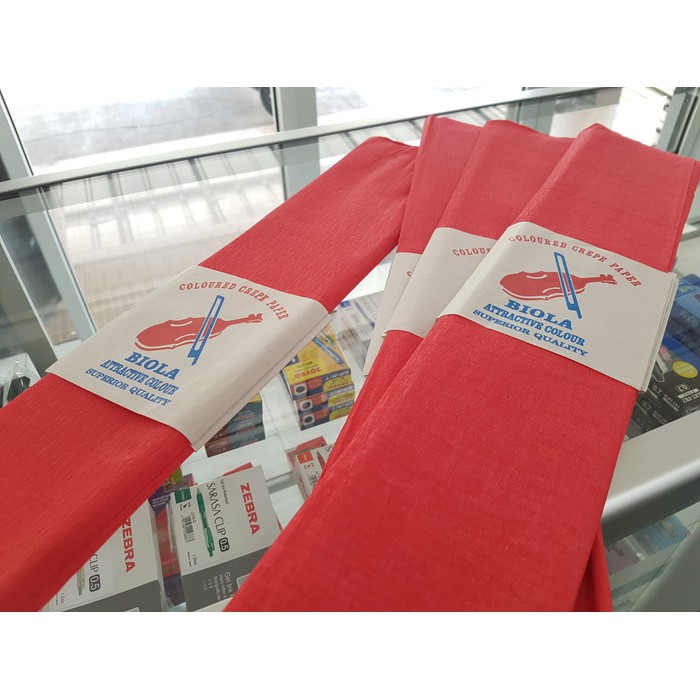 

Order Langsung KERTAS KREP BIOLA WARNA MERAH / KERTAS CREPE Limited