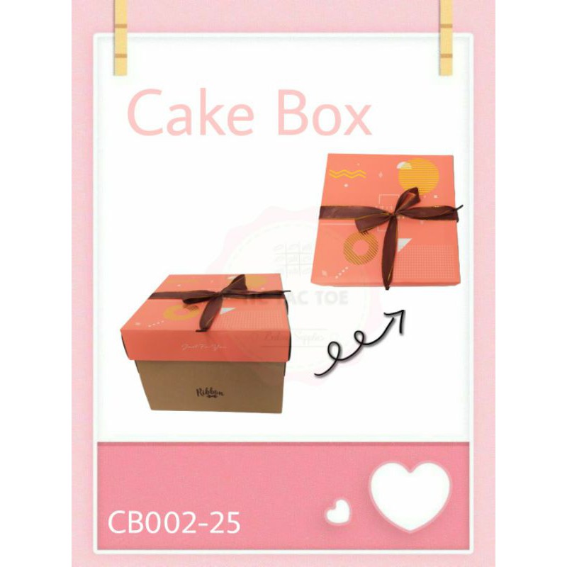 Cake Box 22x22x16cm, Kotak Kue,CBX ribbon-happy peach, CBX Ribbon-happy tosca, kotak tempat kue 1pcs