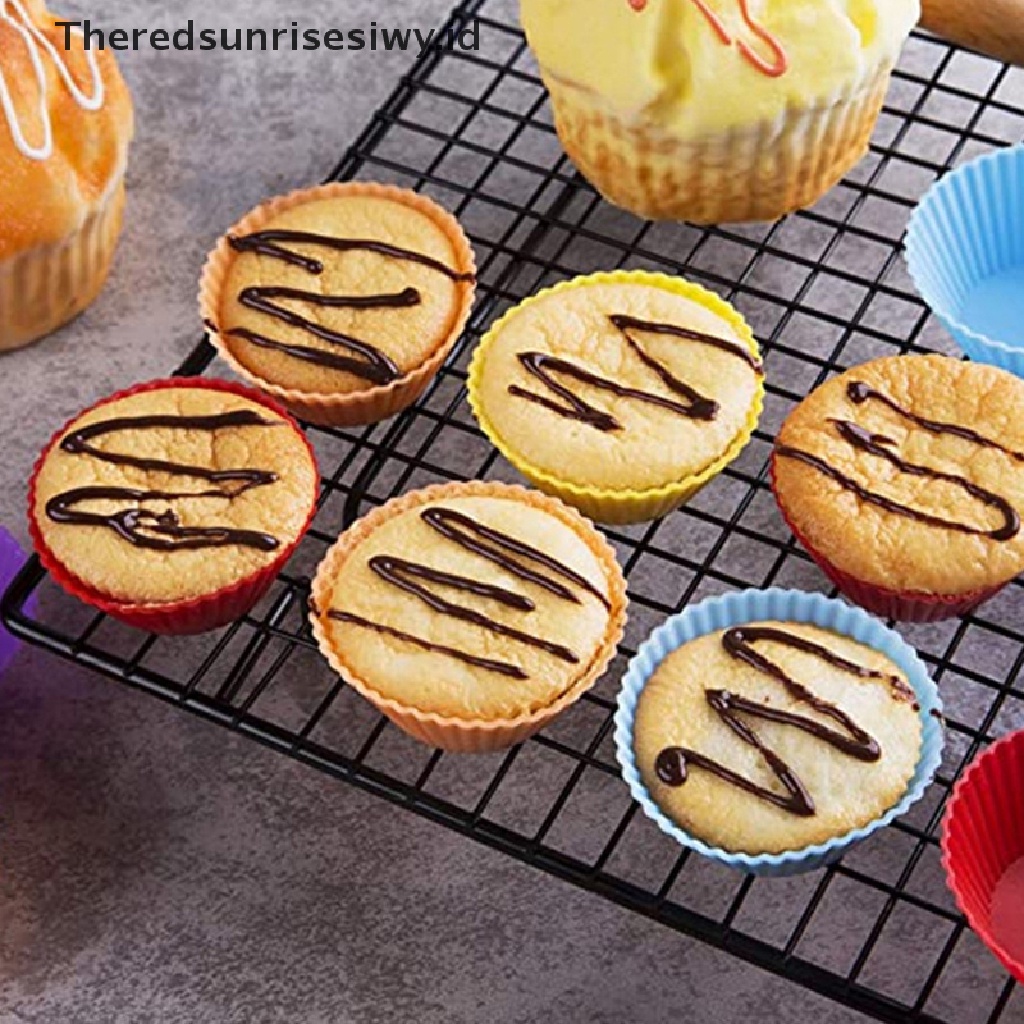 # Alat Rumah Tangga # Cetakan Kue Muffin Cupcake Bentuk Bulat Bahan Silikon Untuk Dapur