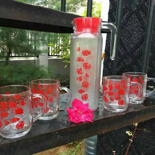 Kim Glass 5 In 1 gratis 4 -Teko Gelas Set