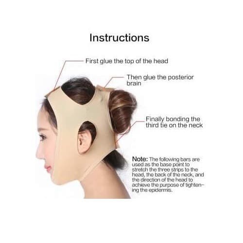 3D V SHAPE FACE SLIMING LIFT UP BELT SABUK  PENIRUS PIPI WAJAH PENGHILANG DOUBLE CHIN - BEIGE