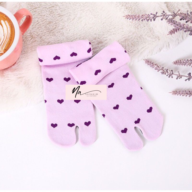 ✨Natalie✨ Kaos Kaki Nilon Premium Jempol Wanita Muslimah Motif Hati Kecil