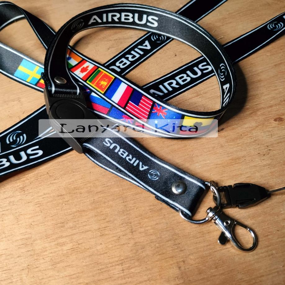 

(YoN☑) AIR BUS Lanyard Id Card Printing GANTUNGAN NAME TAG BAHAN TISSUE 2 CM |Viral