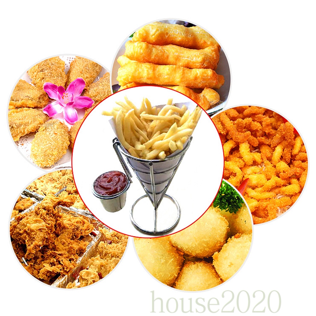[house2020]One Sauce Stand Cone Fries Holder Popcorn Vegetables Fruit Appetizers French Fry Stand Kitchen Food Container