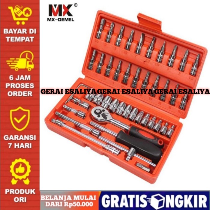 Set Kunci Sok Obeng Set Reparasi Service Mobil 46 in 1 - MXDZ040