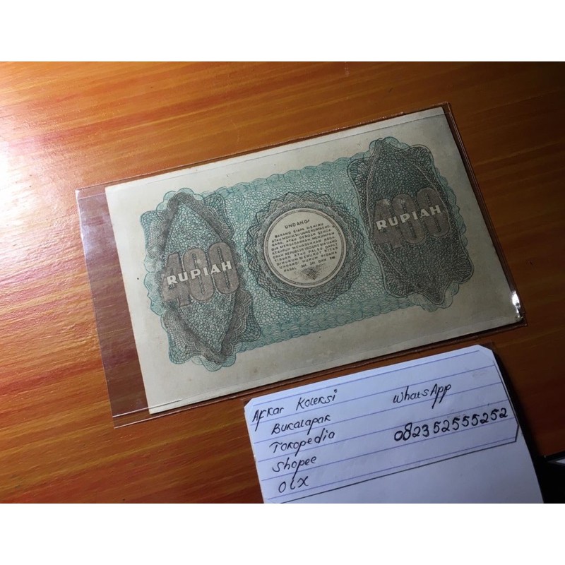 Uang Kuno 400 Rupiah Soekarno Ori Tebu Code 011
