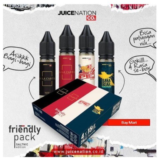 JUICE NATION FRIENDLY PACK SALTNIC ISI 4 100% ORIGINAL