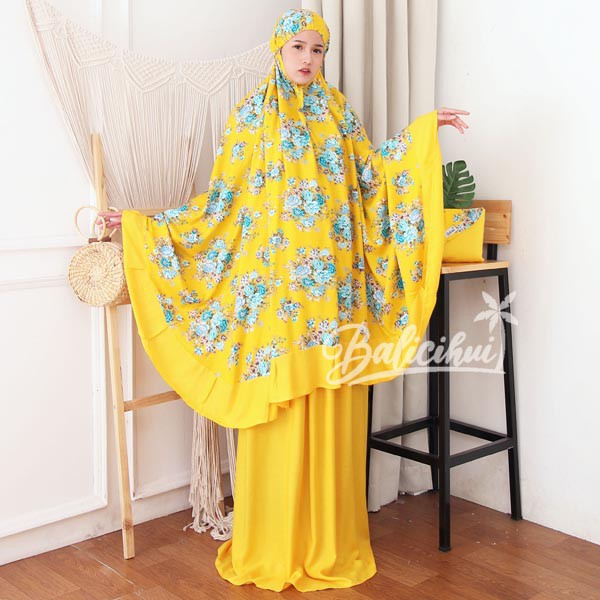 Balicihui Mukena Nadia Kuning 2 Mukena Bali Jumbo Mukena Bali Dewasa by Balicihui