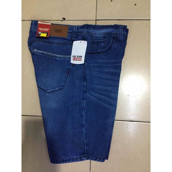 CELANA PENDEK JEANS PRIA DEWASA SOBEK&quot; BAHAN DENIM