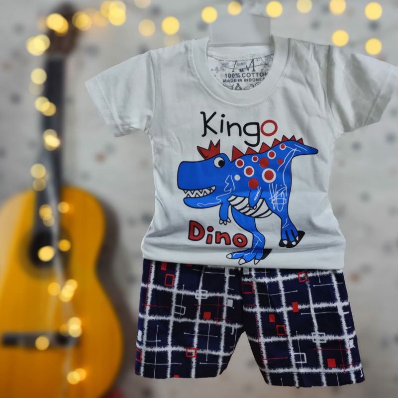 Setelan Anak Laki-laki Fullprint &quot;DINO KINGO&quot; Size 3 bulan-8 tahun merk. AM27