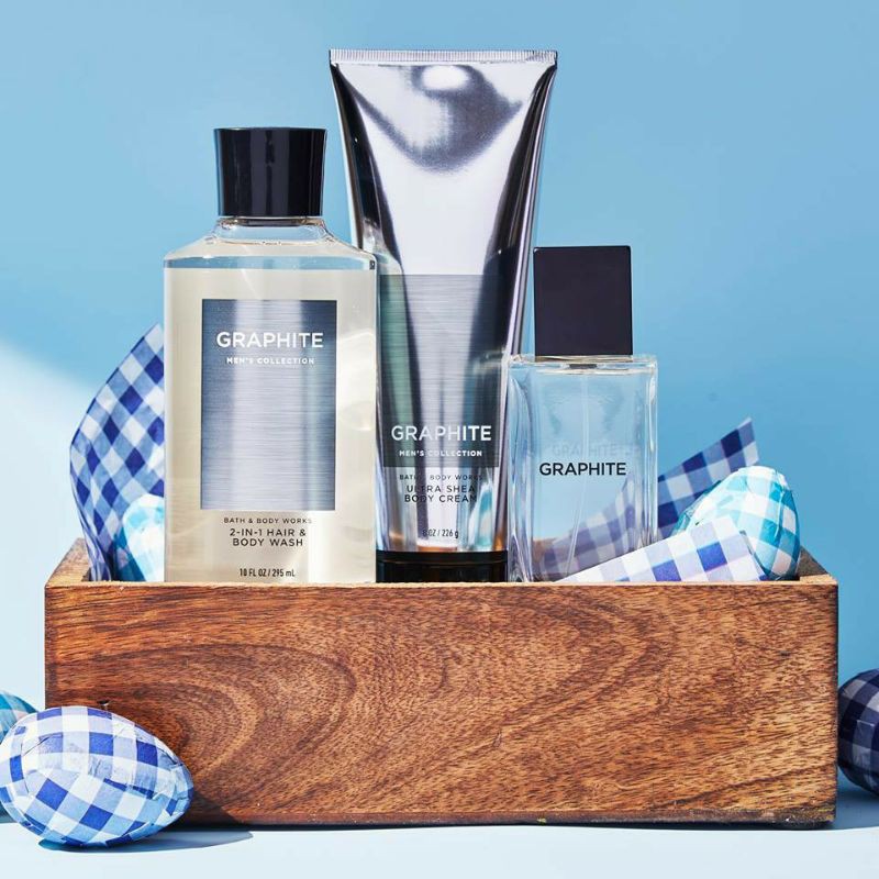 BATH &amp; BODY WORKS BBW MEN'S COLLECTION GRAPHITE SERIES BODY CREAM 226 G &amp; 70 G 2IN1 3IN1 HAIR , FACE &amp; BODY WASH 295 ML &amp; 88 ML DEODORIZING BODY SPRAY 104 G MINI COLOGNE 100 G &amp; 15 ML SHAVE GEL 191 G ROOMSPRAY 42,5 G POCKETBAC HANDCREAM 29 ML