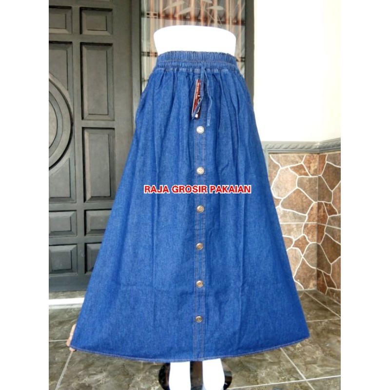 Rok Jeans Panjang Premium Variasi Kancing