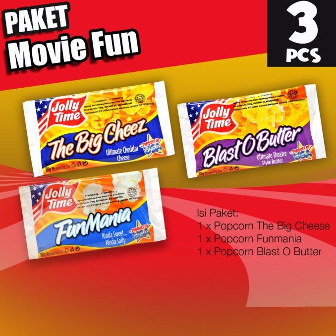 

Paket Movie Fun (1BOB, 1FM, 1TBC) - Jolly Time Mircowave Popcorn