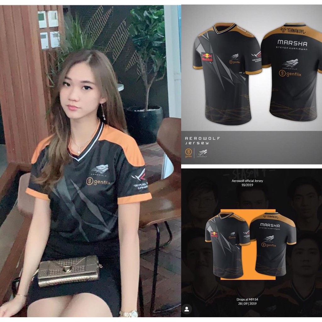 KAOS JERSEY BAJU TEAM AEROWOLF GENFLIX 2019 ML PUBG GAME FREE NICKNAME