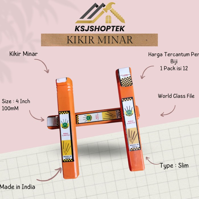 Kikir Minar Kikir Gergaji Segitiga / Slim Taper Files India 4 Inch