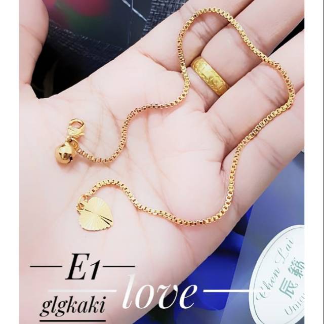 Gelang kaki italy lapis emas 18k