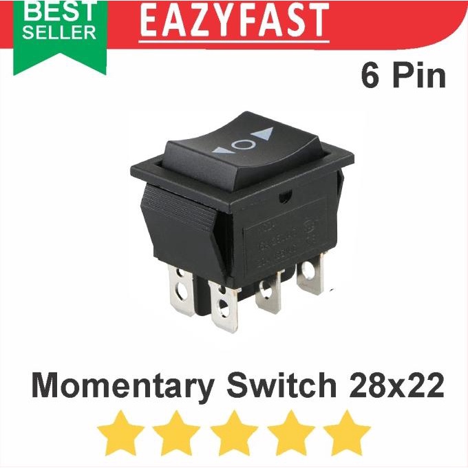 Saklar Maju Mundur Naik Turun 6 Kaki Pin Momentary Switch DPDT efst90 Kualitas Baik