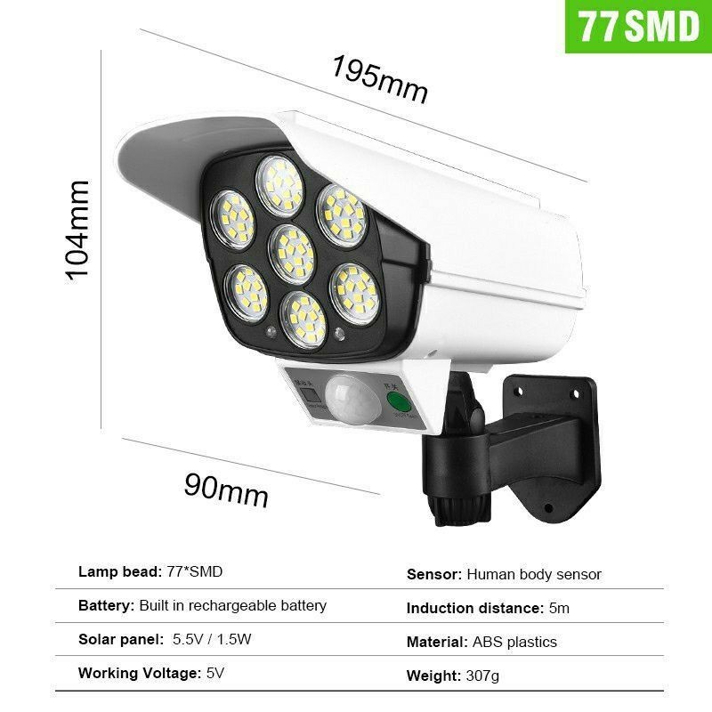 (COD) Lampu Solar 77 LED // Solar Motion Bentuk lampu Mirip CCTV // Lampu solar