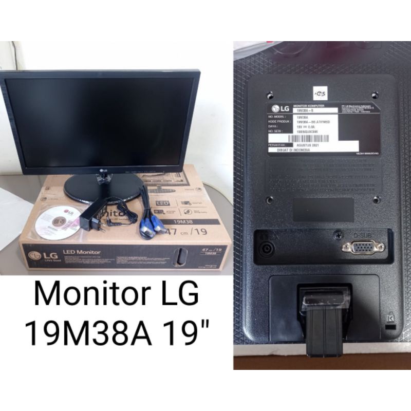 MONITOR LG LED 19M38A LED VGA OUTPUT FULL HD WHITE SCREEN BERGARANSI