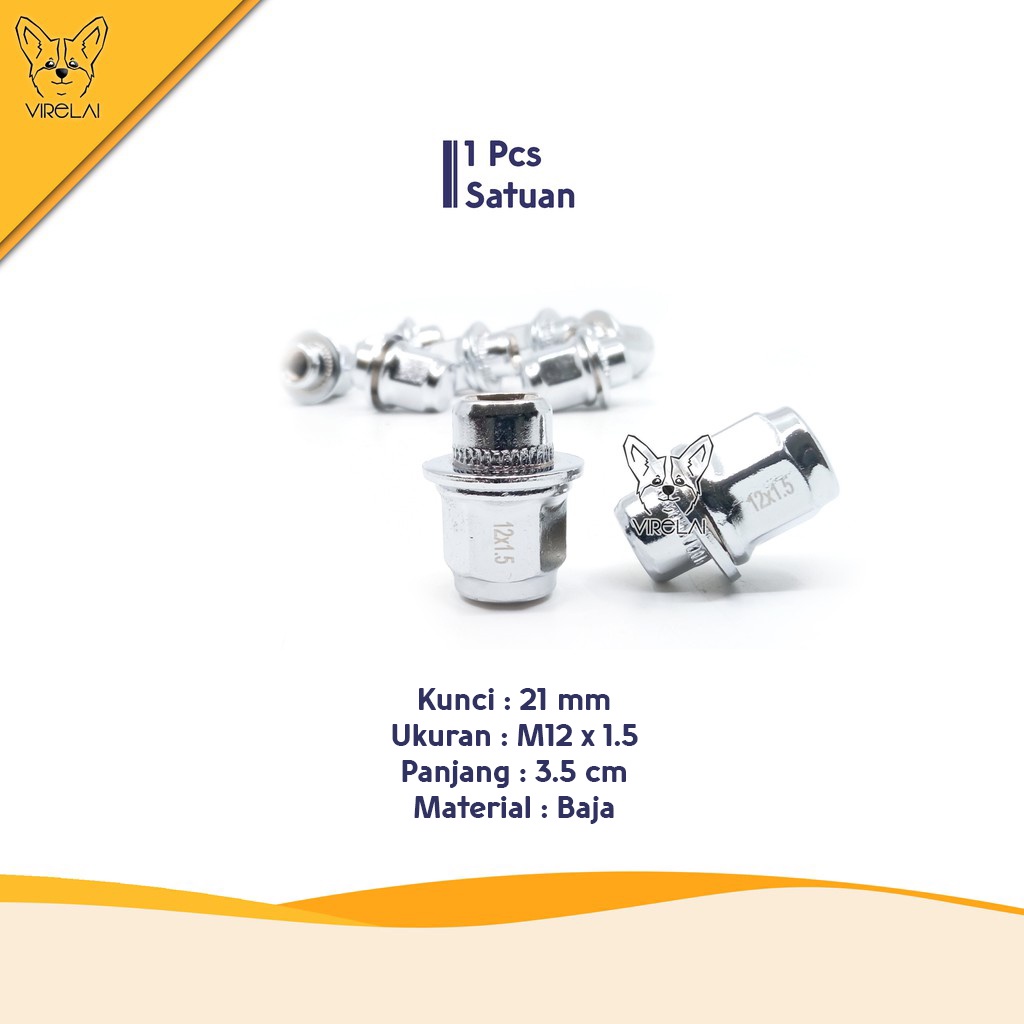 [SATUAN] Mur roda Fujita lug nut Kuda M12 x 1.5 / 1.25