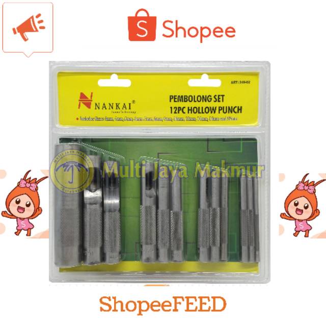 MATA PEMBOLONG HOLLOW PUNCH/ PEMBOLONG SET 12PCS NANKAI