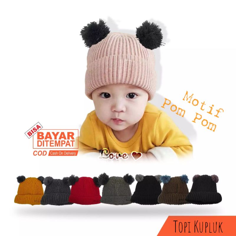 KUPLUK BAYI POMPOM TOPI KUPLUK BAYI POLOS CIPUT BAYI POMPOM KUPLUK BAYI PEREMPUAN KUPLUK BAYI COWOK