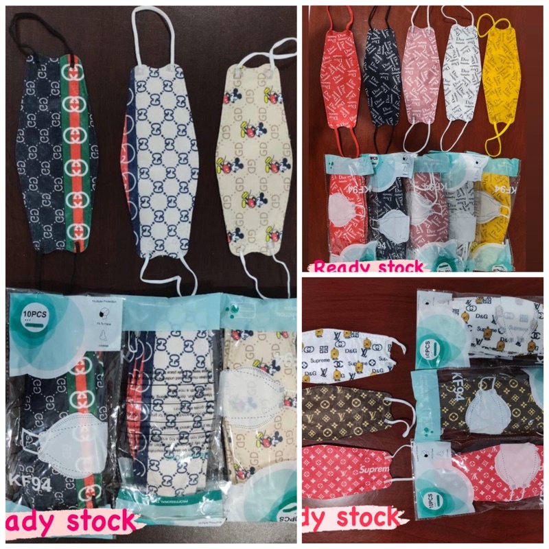 Masker KF94 motif tulisan branded isi 10pc