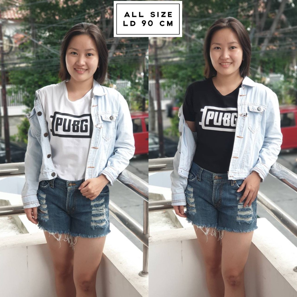 BAJU KATUN PUBG WANITA HITAM PUTIH KAOS KATUN BLACK WHITE GAMERS Shopee Indonesia