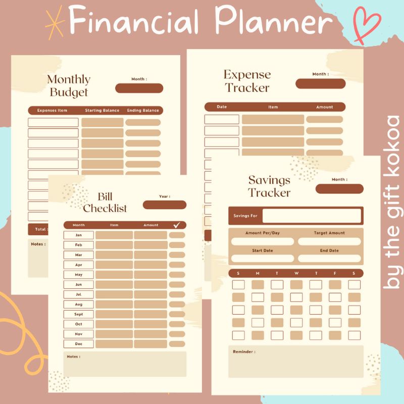 

(PART 1) Loose Leaf Kertas Isi Binder/ Financial Planner/ Monthly Budget/ Expense Tracker/ Bill Checklist/ Savings Tracker