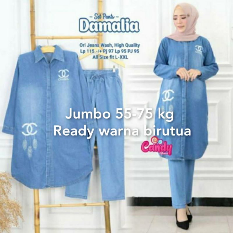 SET WANITA HIGH QUALITY JEANS//ONE SET//ANJANI SET//FENDINA SET//GEVANA SET//NAJIRA SET//SET//STELAN// POLONA SET//DAMALIA SET//45-60 kg-Chanel birutua55-75k