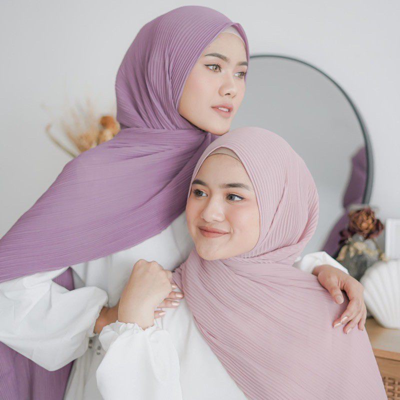 Pashmina Plisket Lidi Polos Tanpa Lipatan/Kerudung plisket/hijab plisket-8