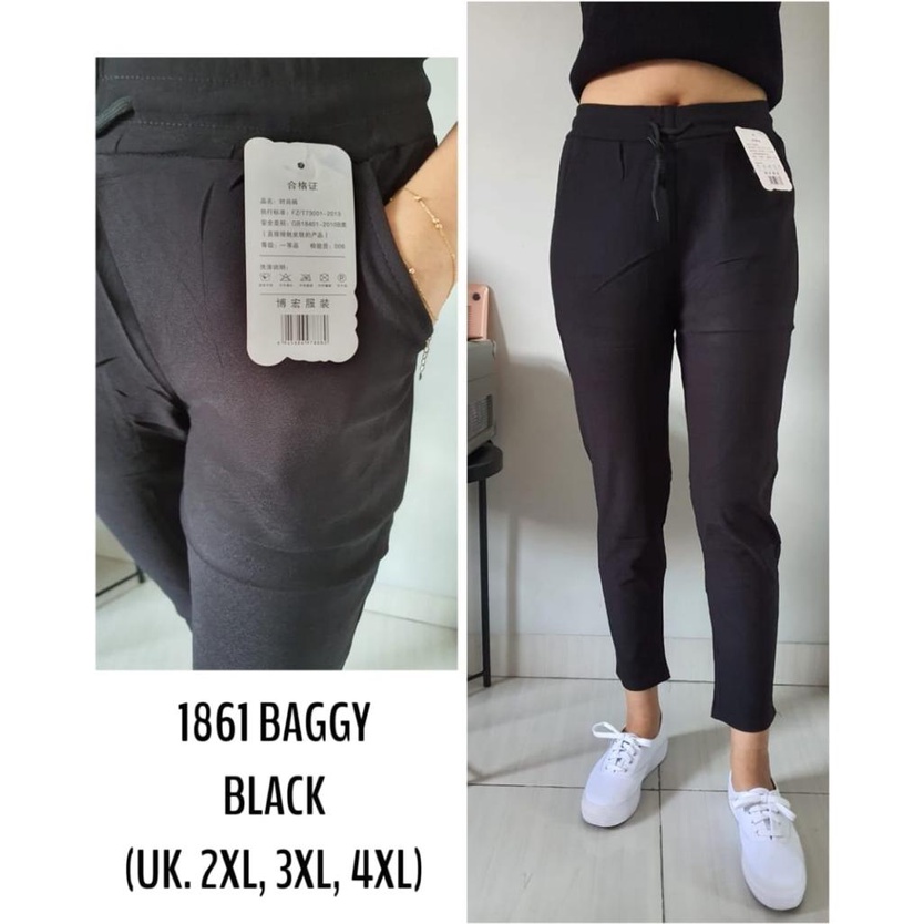 HOPYLOVY JUMBO Celana Panjang Baggy Pants Wanita Bahan Spandek Korea Kavia